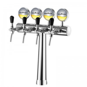 4 Way Brass Beer Tower s LED světlo s kohoutky